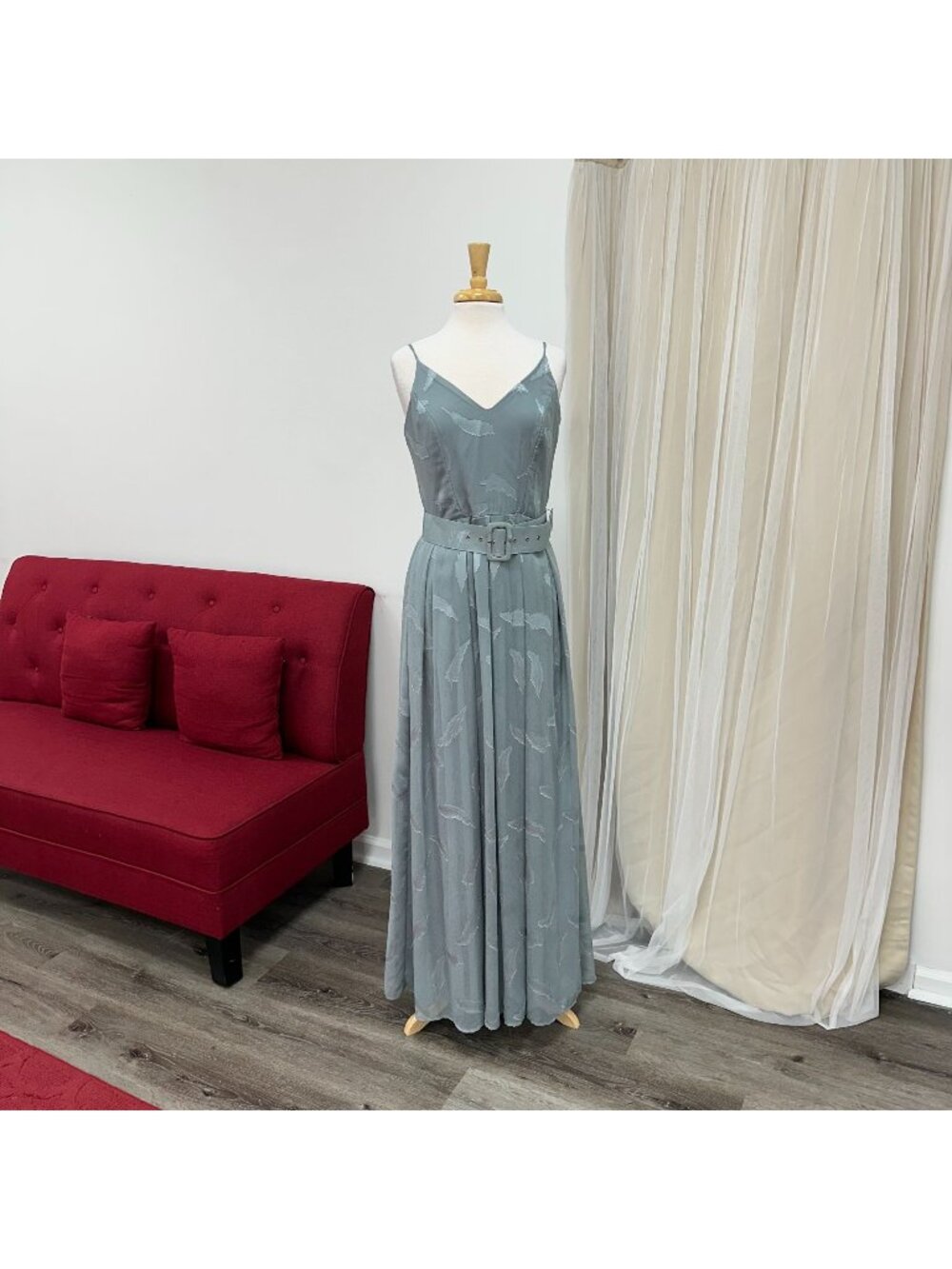 Large Feather Print Summer Wedding Guest Sundress with Belt